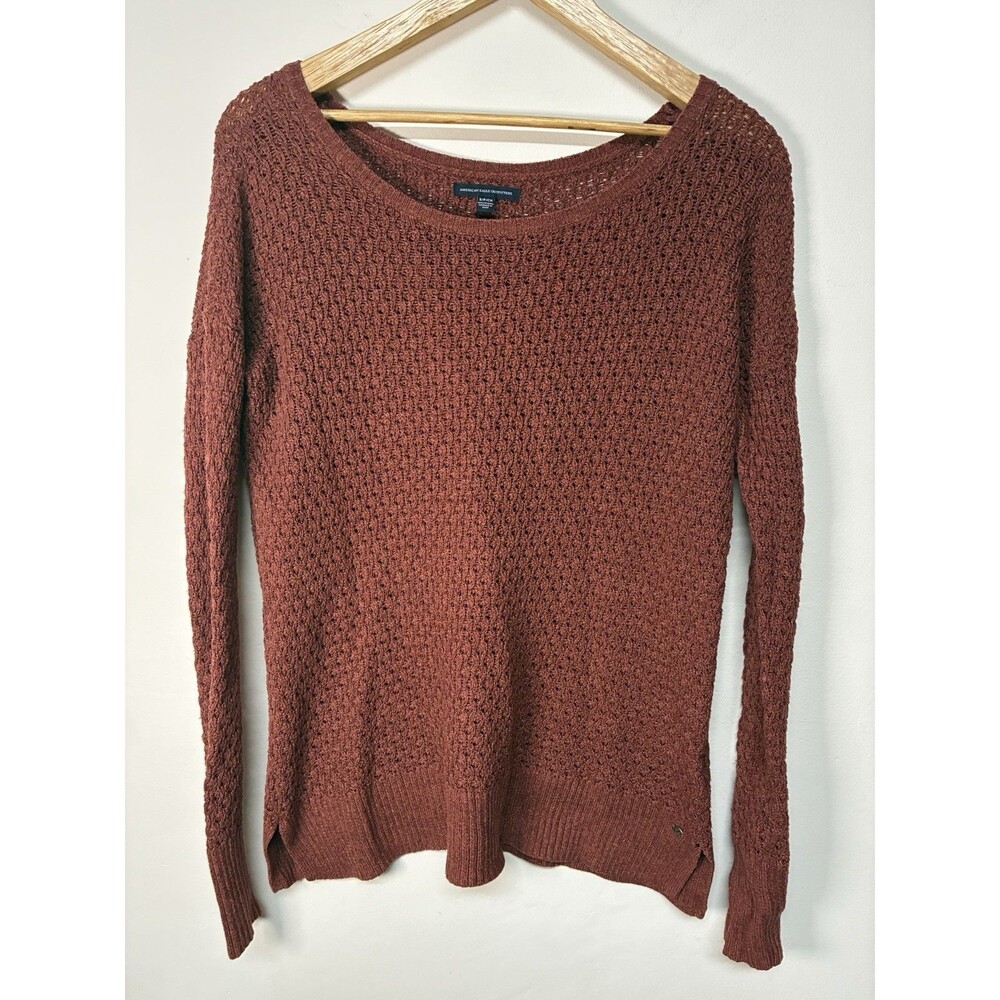 American Eagle Cable Knit Sweater Women’s Small Rust Light See Through Beach